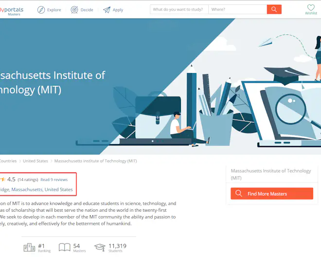 Student reviews of universities on Online Result' websites