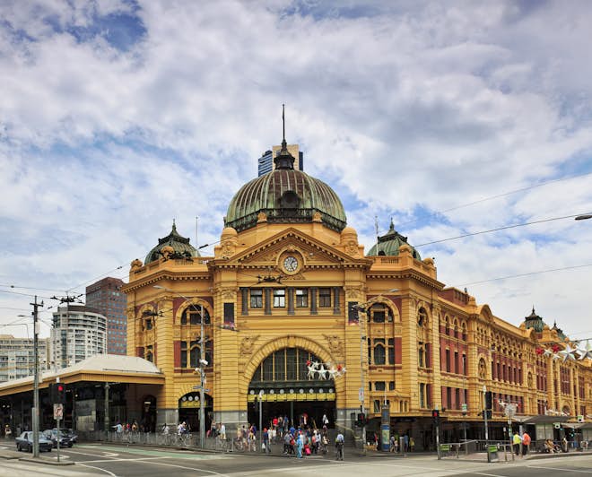 The Flinders Street Railway Station, in Melbourne, Australia