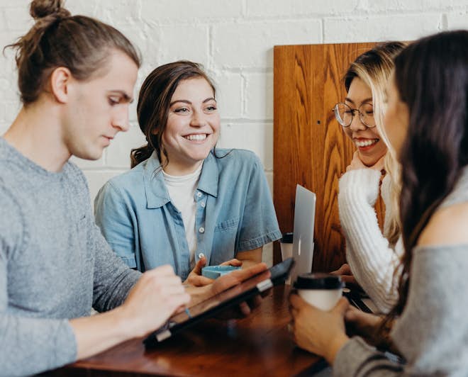 Group of students in a coffee shop