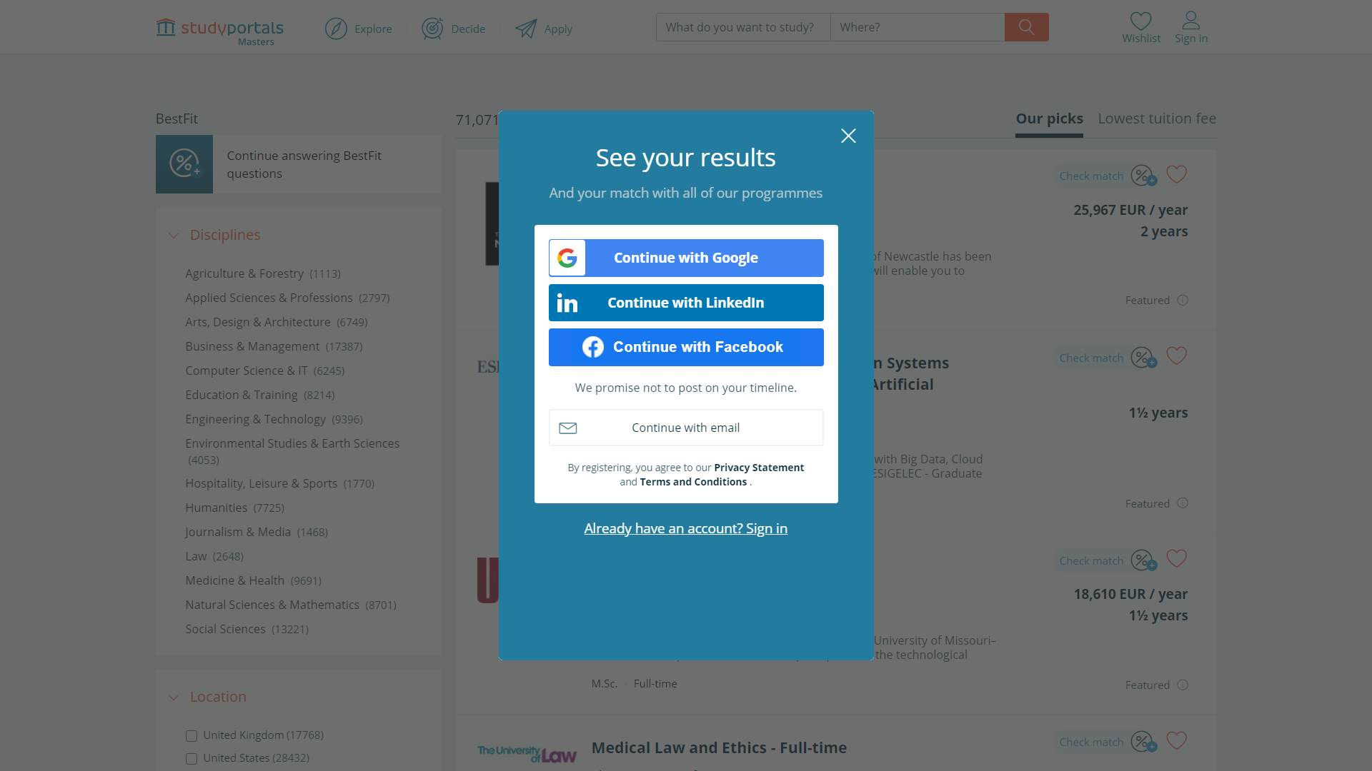 Check out your BestFit results