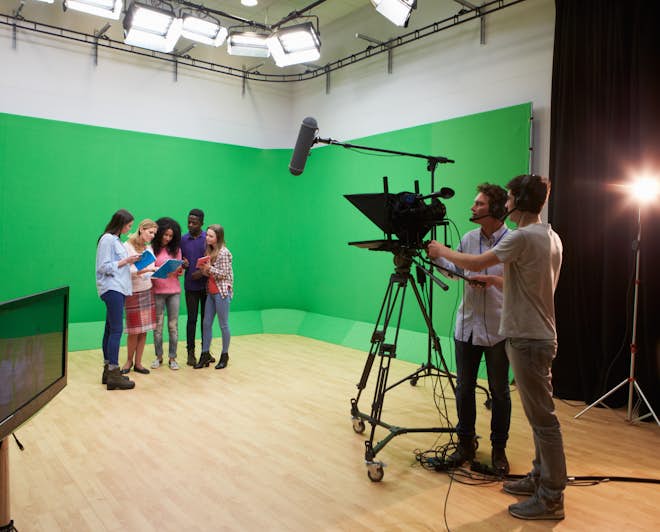 Media Studies students taking a tour of a TV studio