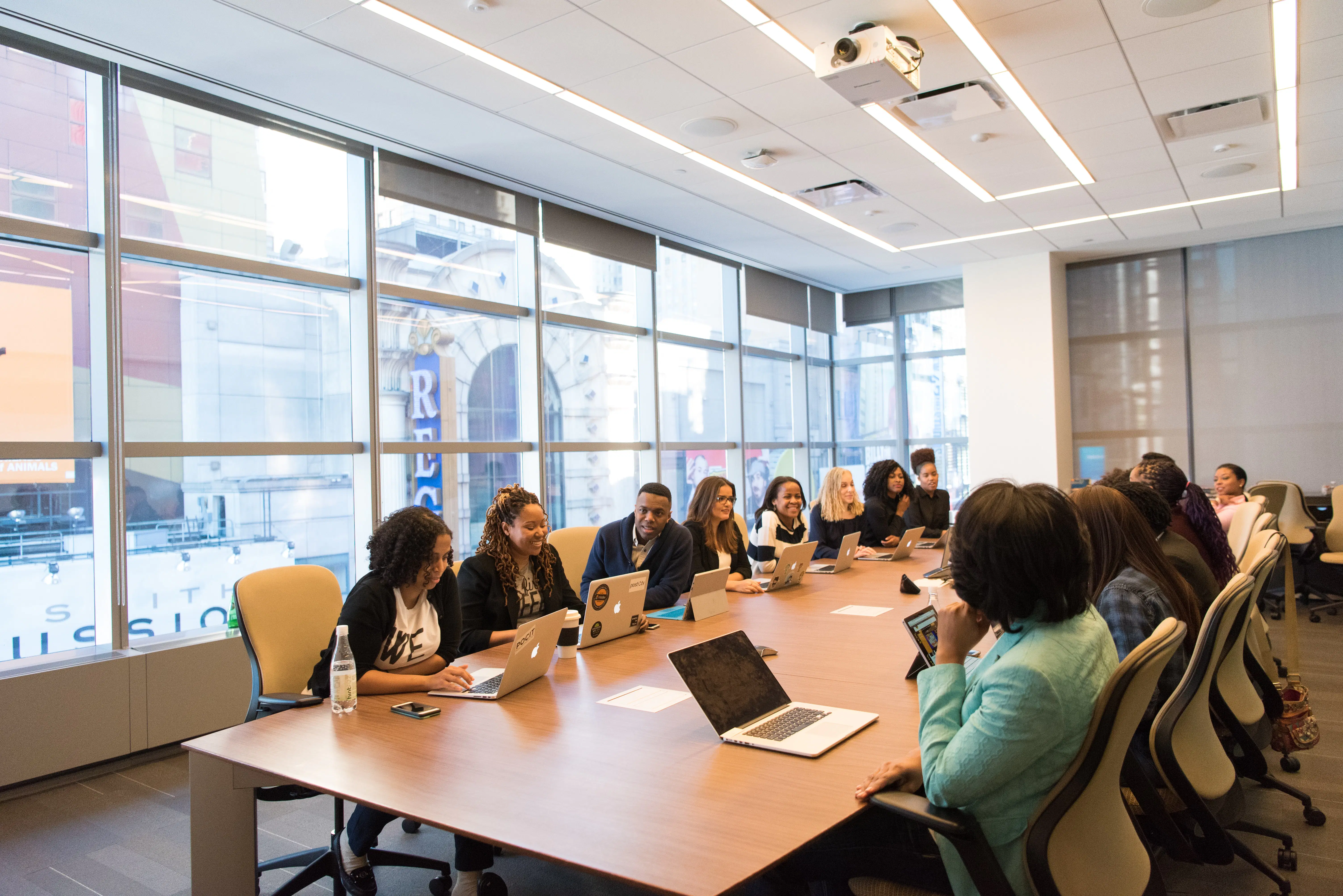 People sitting at a table during a business meeting