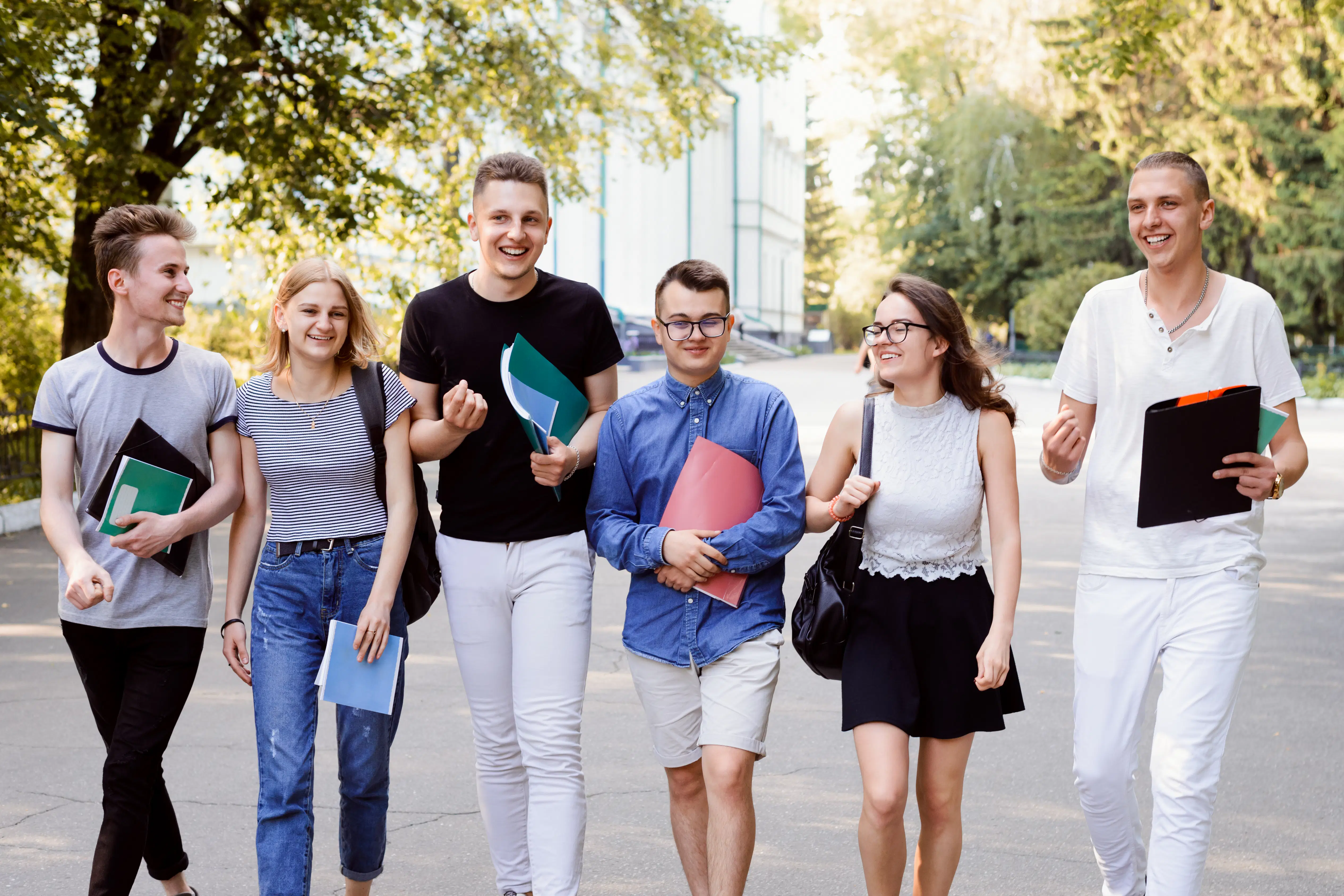 Group of happy college students