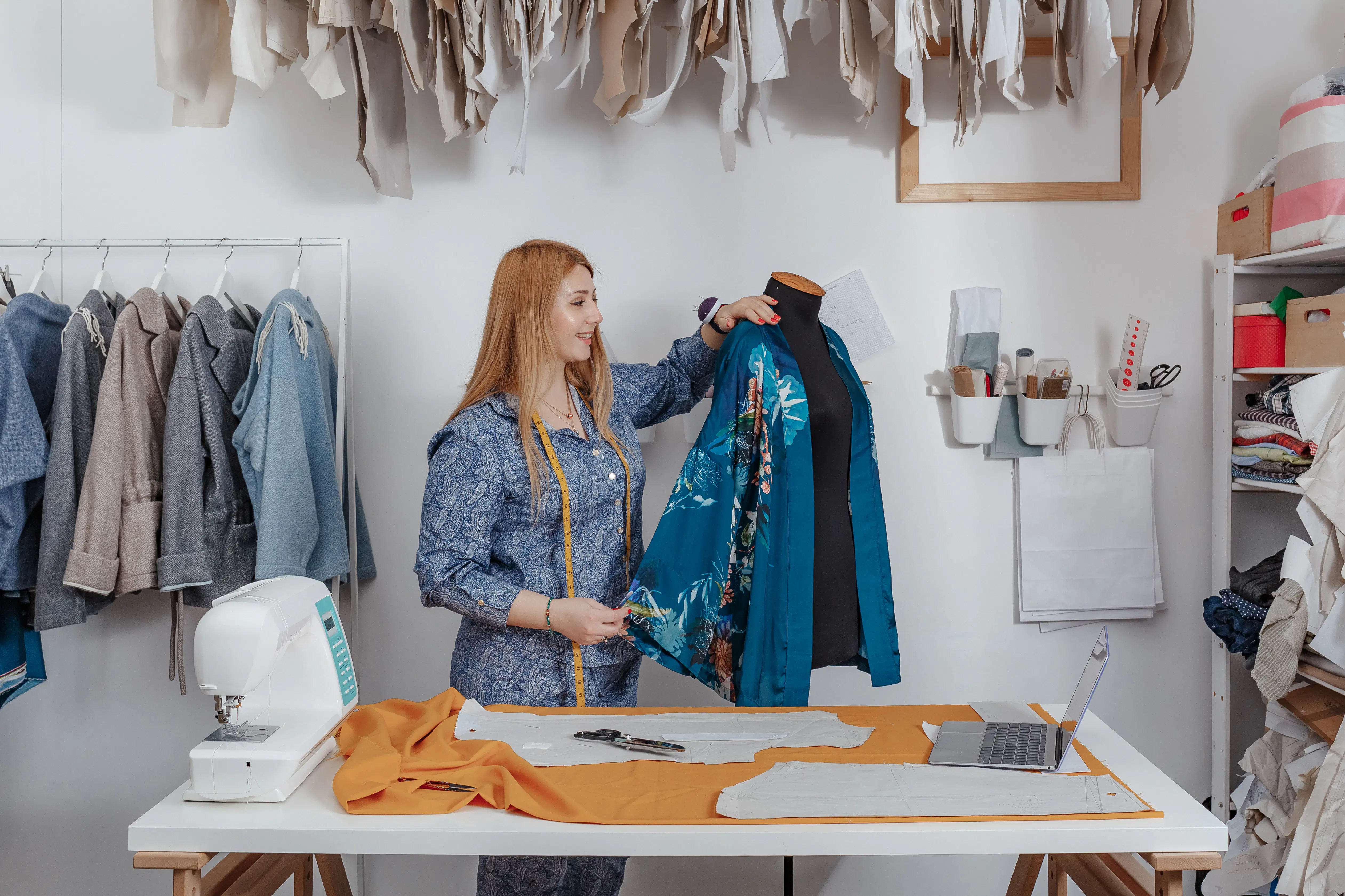 Fashion designer working in her studio