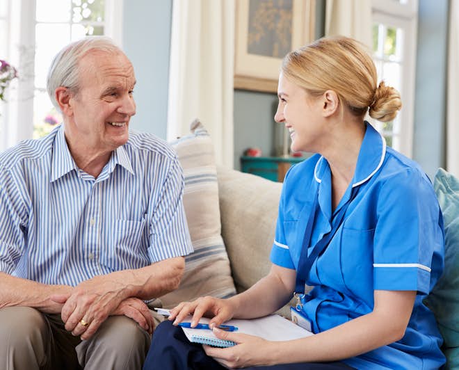 Nurse visits senior man
