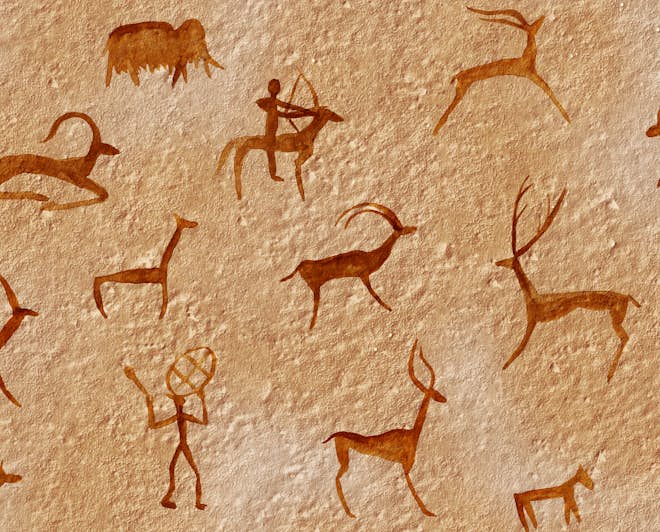 Cave paintings made by primitive humans