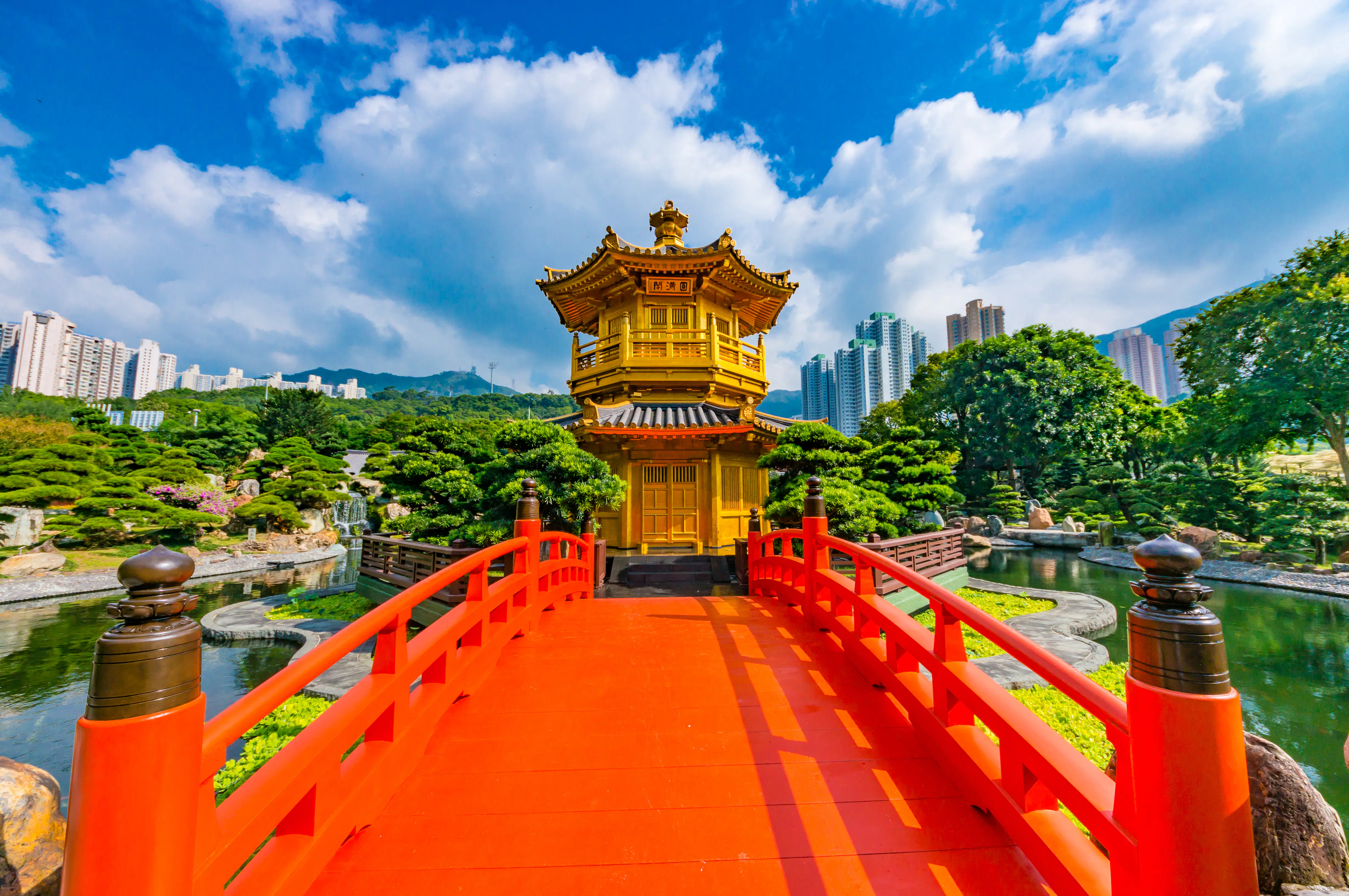 Golden pagoda of Nan Lian Garden in Hong Kong SAR