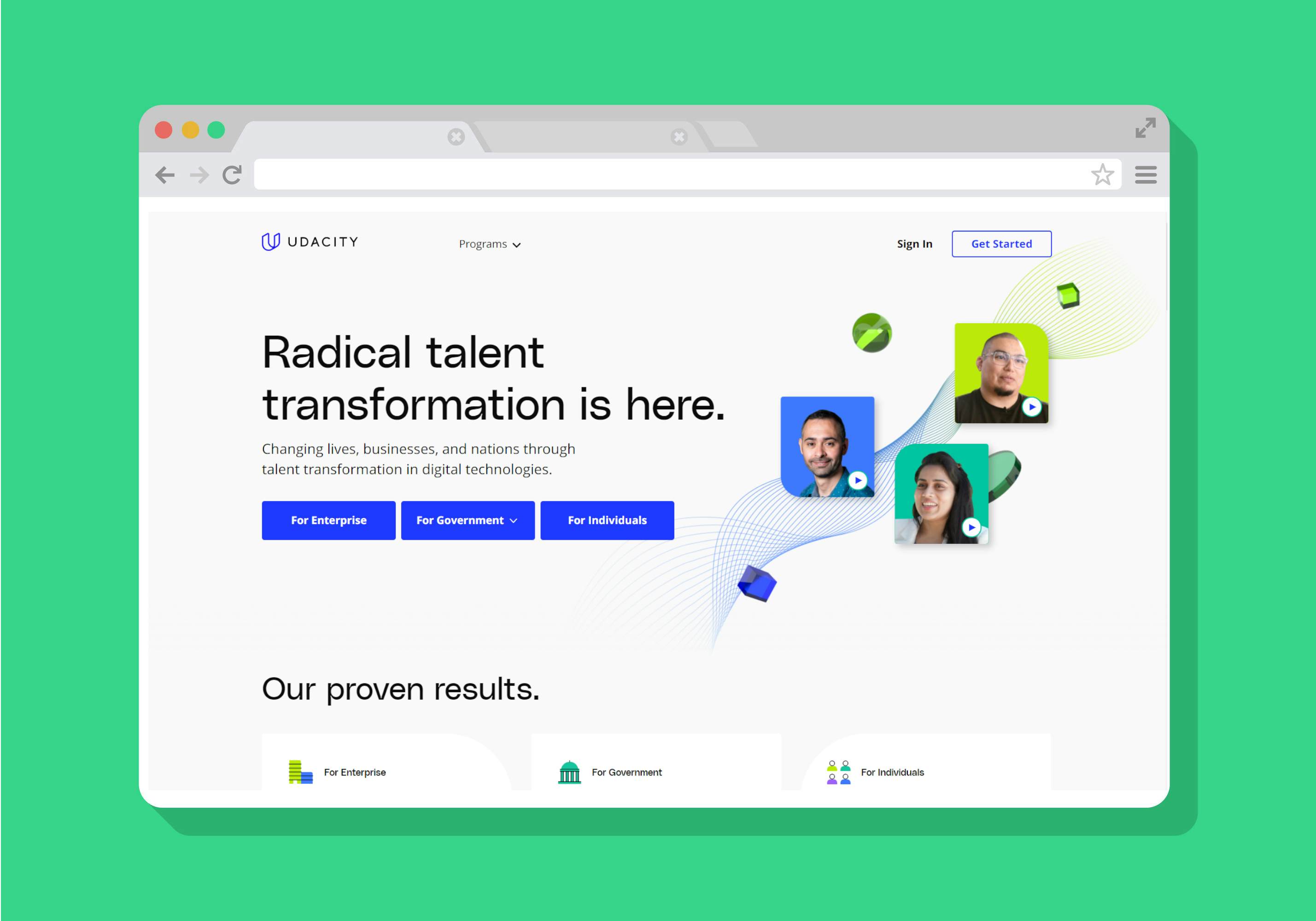 Udacity home page