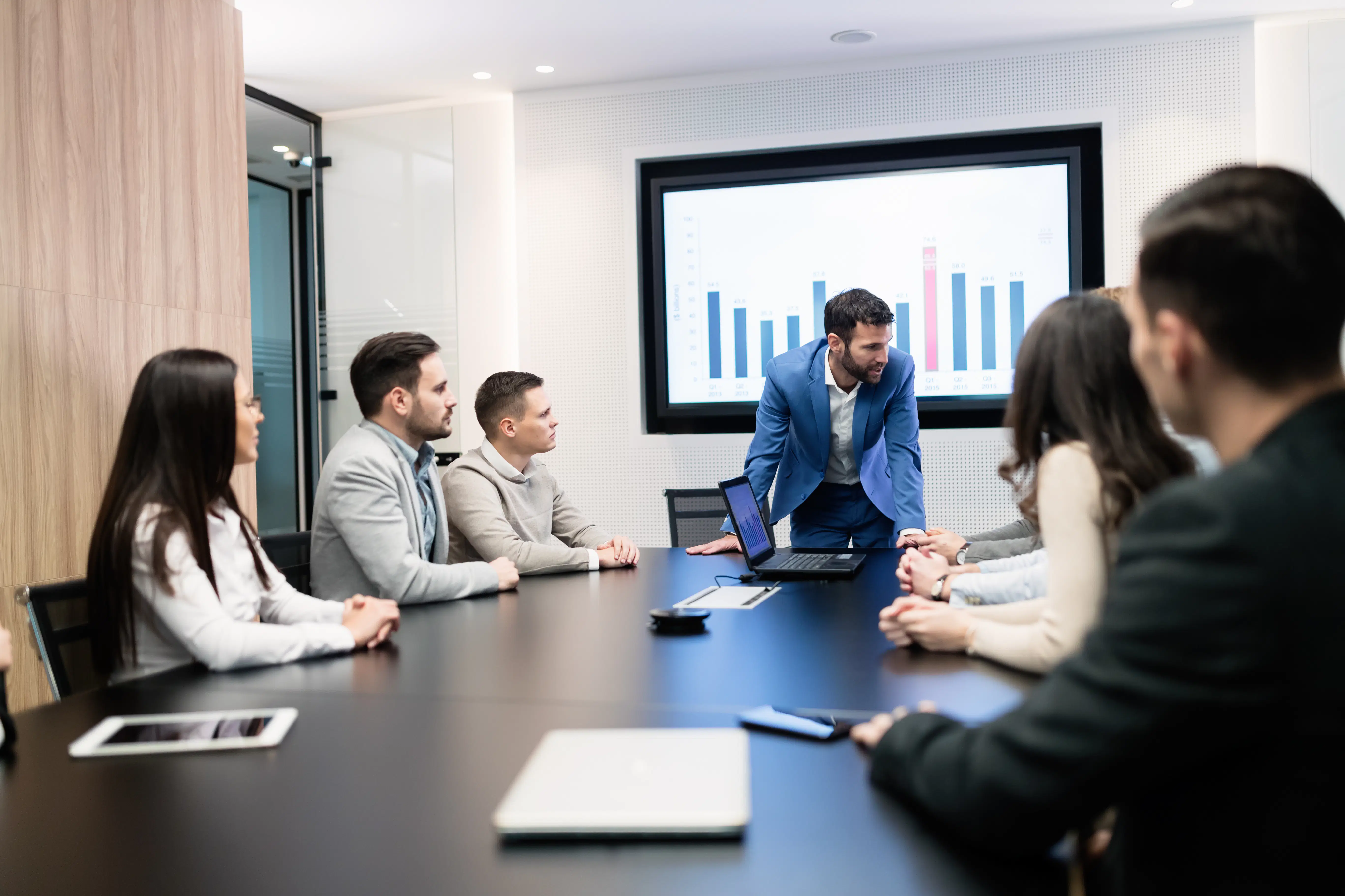 Group of people discussing during a business meeting
