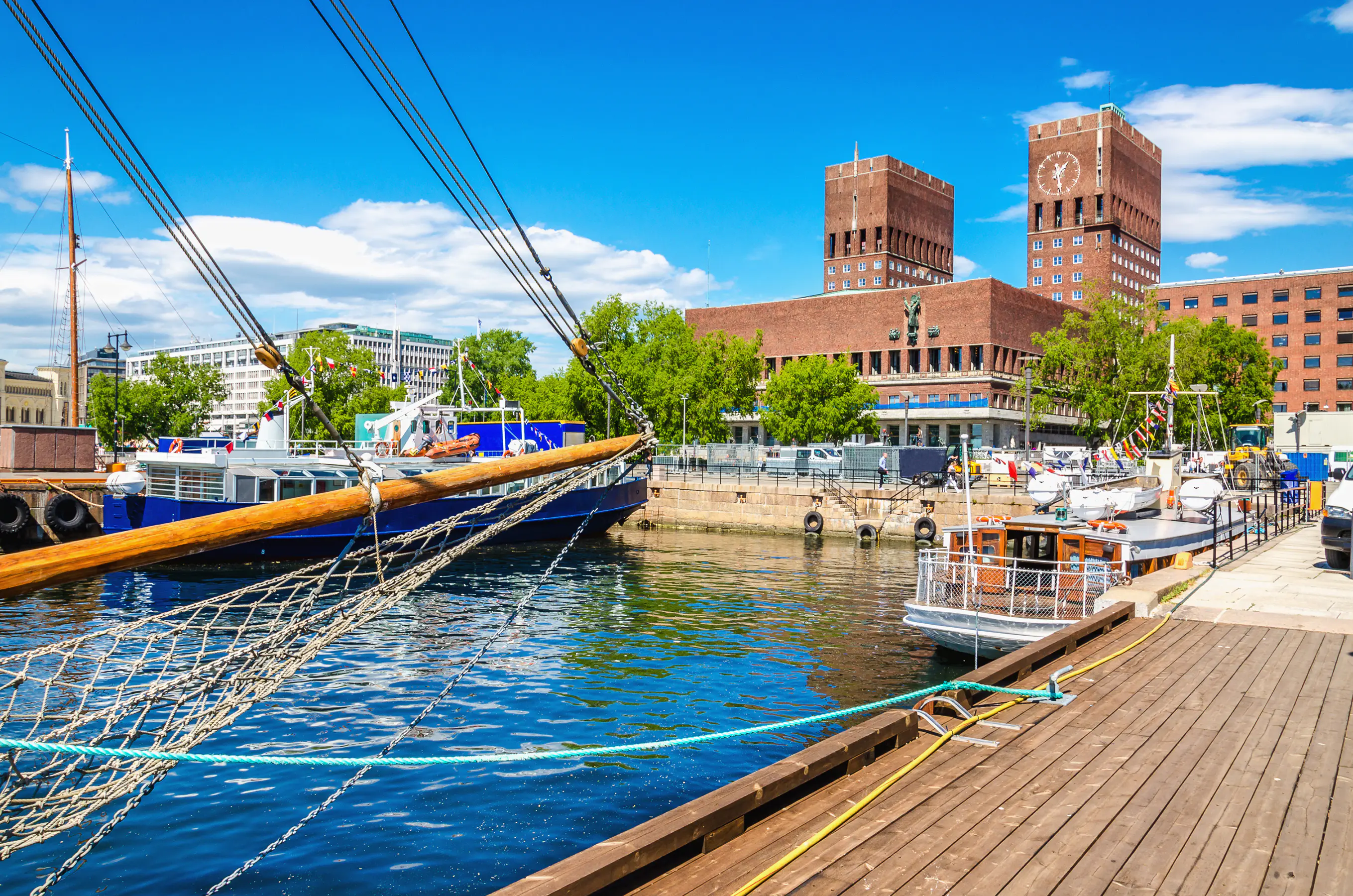 Oslo City Hall seen from the Oslo Harbour
