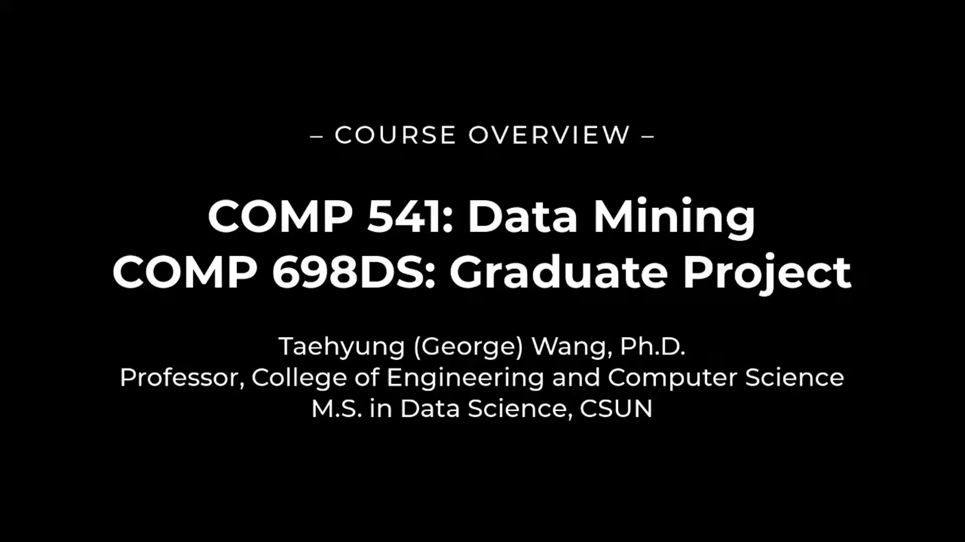 Course Overview - M.S. in Data Science