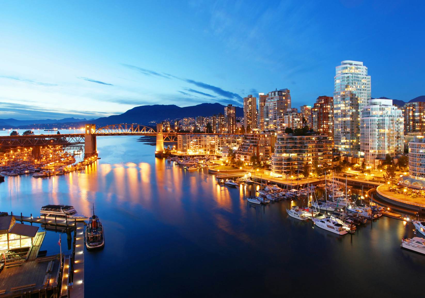 Canadian city during evening