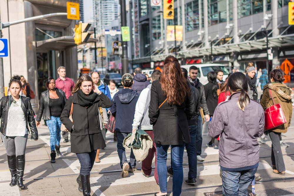 Crowded street in Toronto, Canada