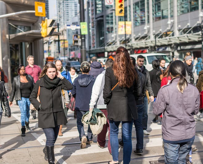 Crowded street in Toronto, Canada