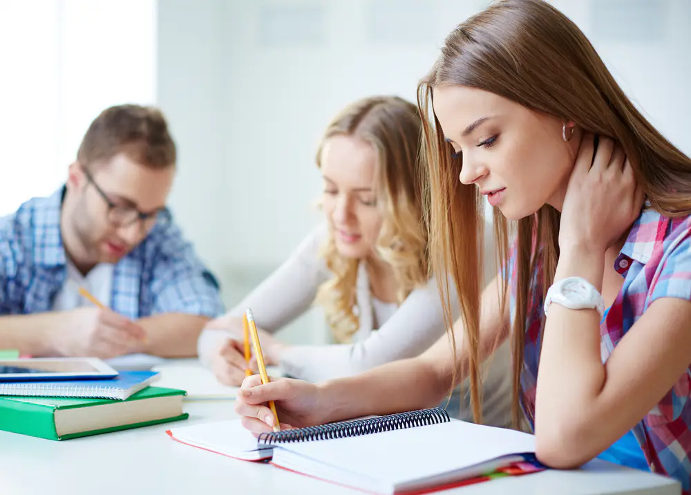 Students preparing for an English language test
